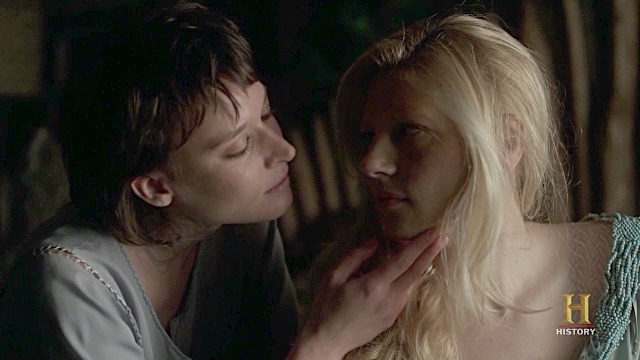 Lagertha and Astrid Lesbian Kiss from Vikings